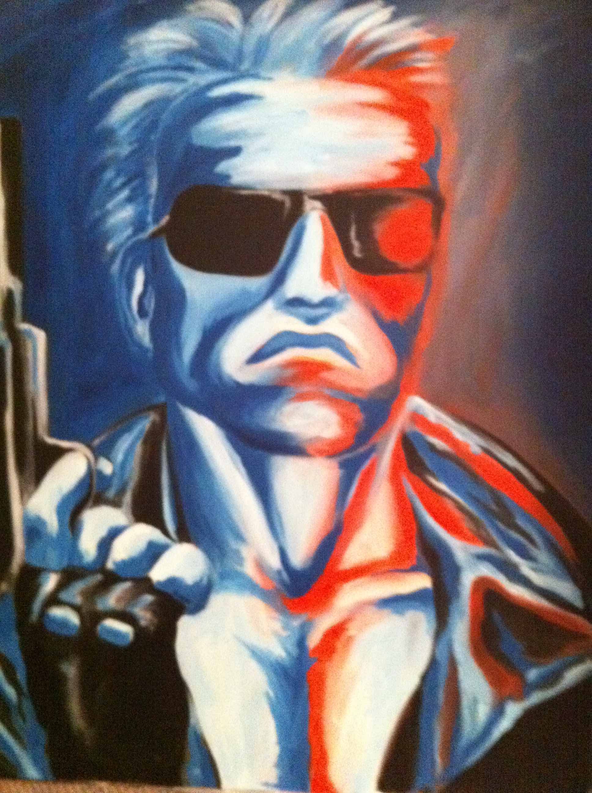 Peinture de Arnold Schwarzenegger Terminator par Madeleine Dubé